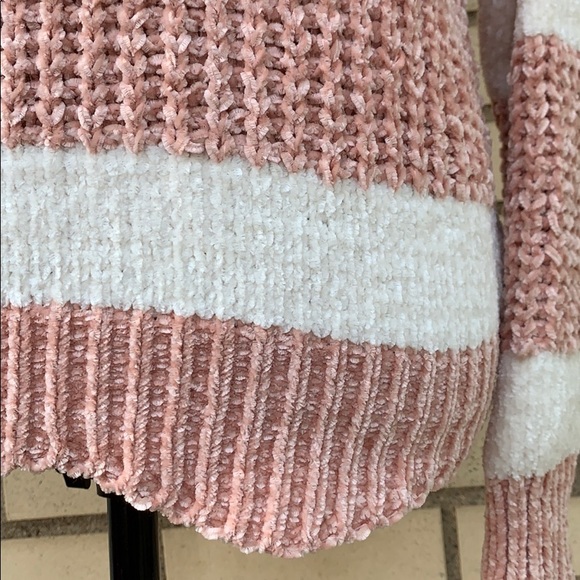 PEACH IVORY STRIPE SOFT SWEATER TOP - Picture 5 of 8